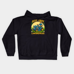 Kids Just A Boy Who Loves LawnMowers Funny Lawn Mowers Lover Toddler Kids Hoodie